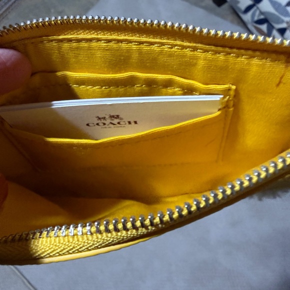 Coach Yellow Wristlet with Shearling Trim - Picture 2 of 2